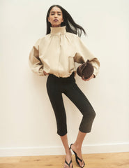 Siyah Esnek Jarse Ponte Capris Pantolon