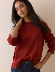 Kiremit Kırmızı Reglan Kollu Yün Kazak