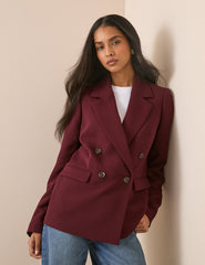 Bordo Çift Düğmeli Alicia Blazer Ceket