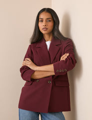 Bordo Çift Düğmeli Alicia Blazer Ceket