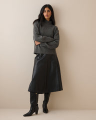 Charcoal Gri Dik Yaka Kazak