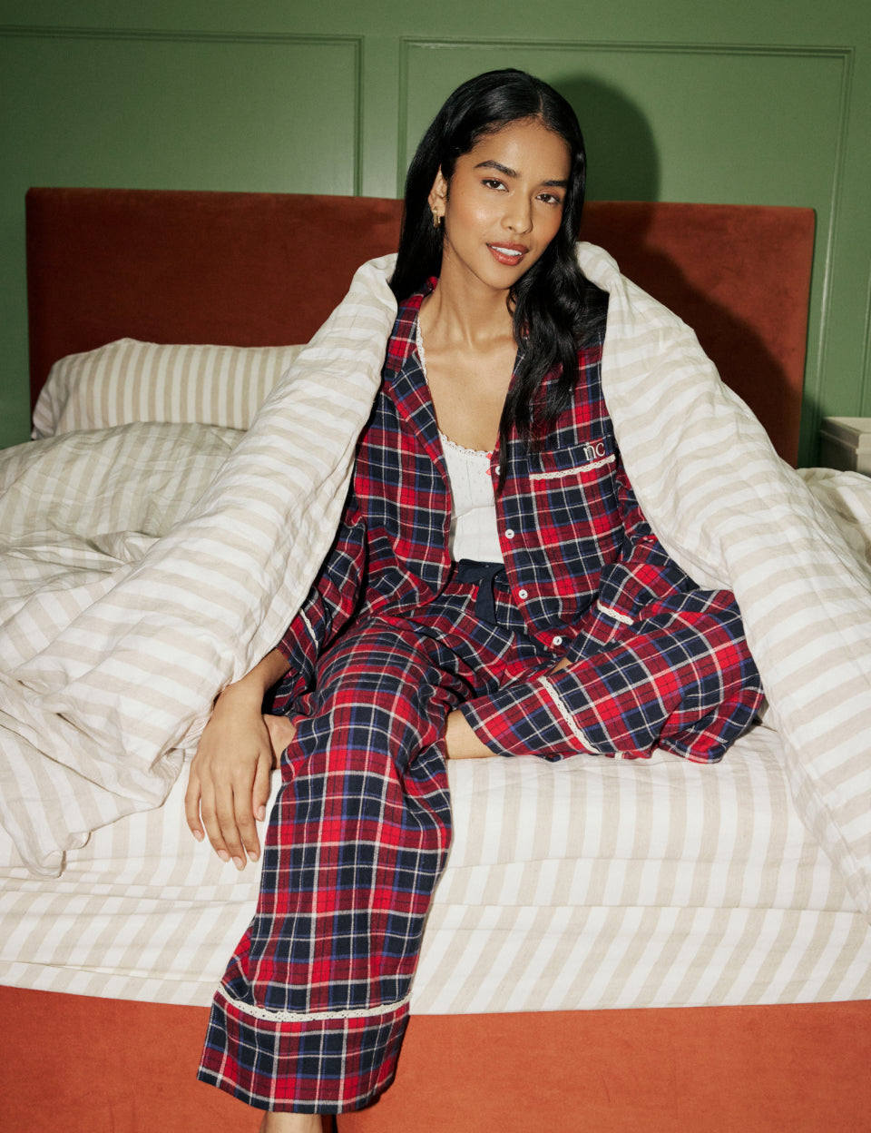 Kırmızı Ekoseli Yumuşak Dokulu Pijama Gömlek