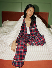 Kırmızı Ekoseli Yumuşak Dokulu Pijama Gömlek