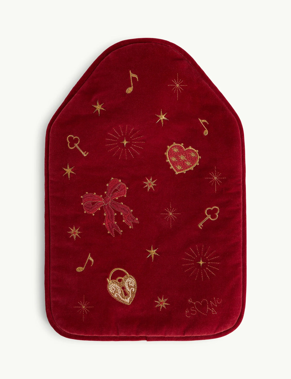 Kırmızı Gökyüzü Desenli İşlemeli Hot Water Bottle