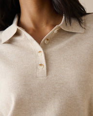 Krem Kırçıllı Örgü Polo Bluz