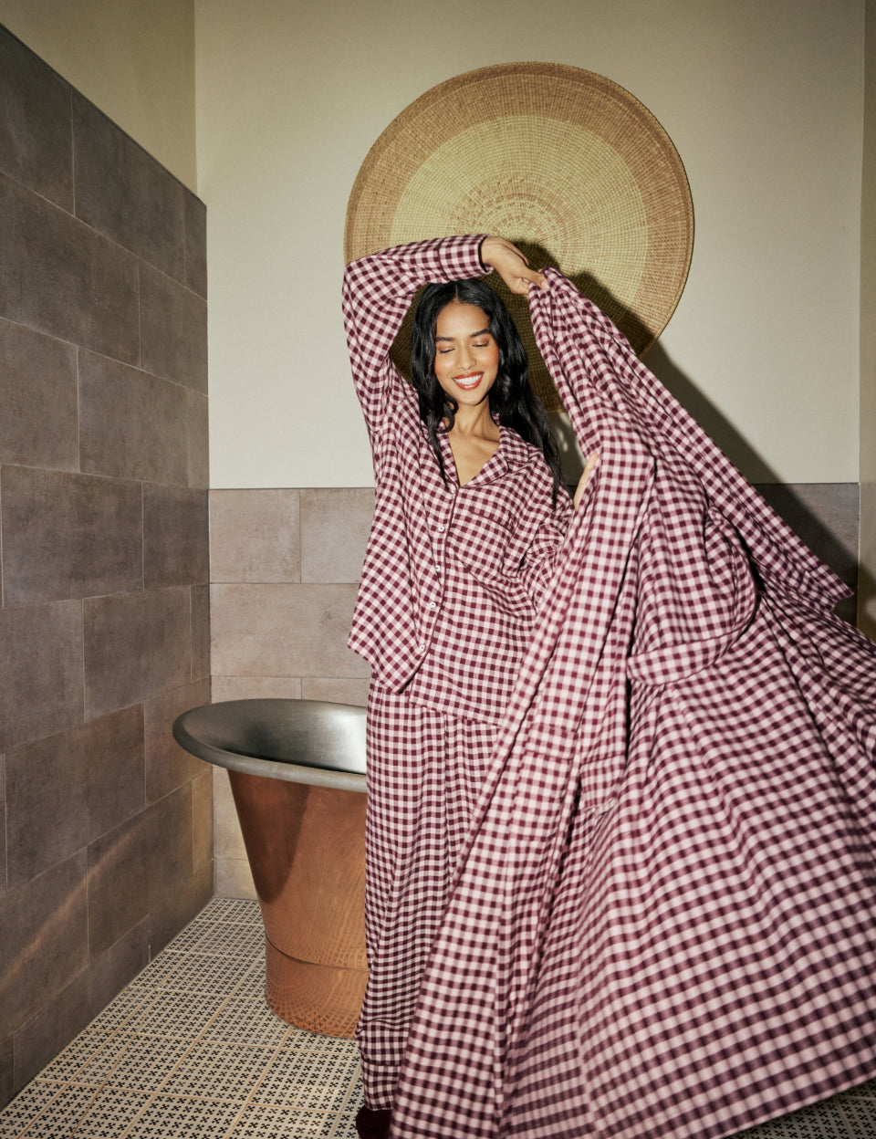 Pembe Pötikareli Pamuklu Pijama Sabahlık