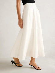 Georgina Godet Kesim Etek Kırık Beyaz
