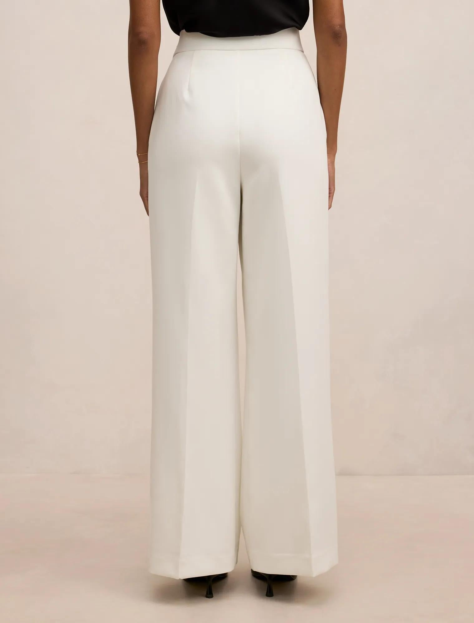 Marissa Petite Geniş Paça Pantolon Kırık Beyaz