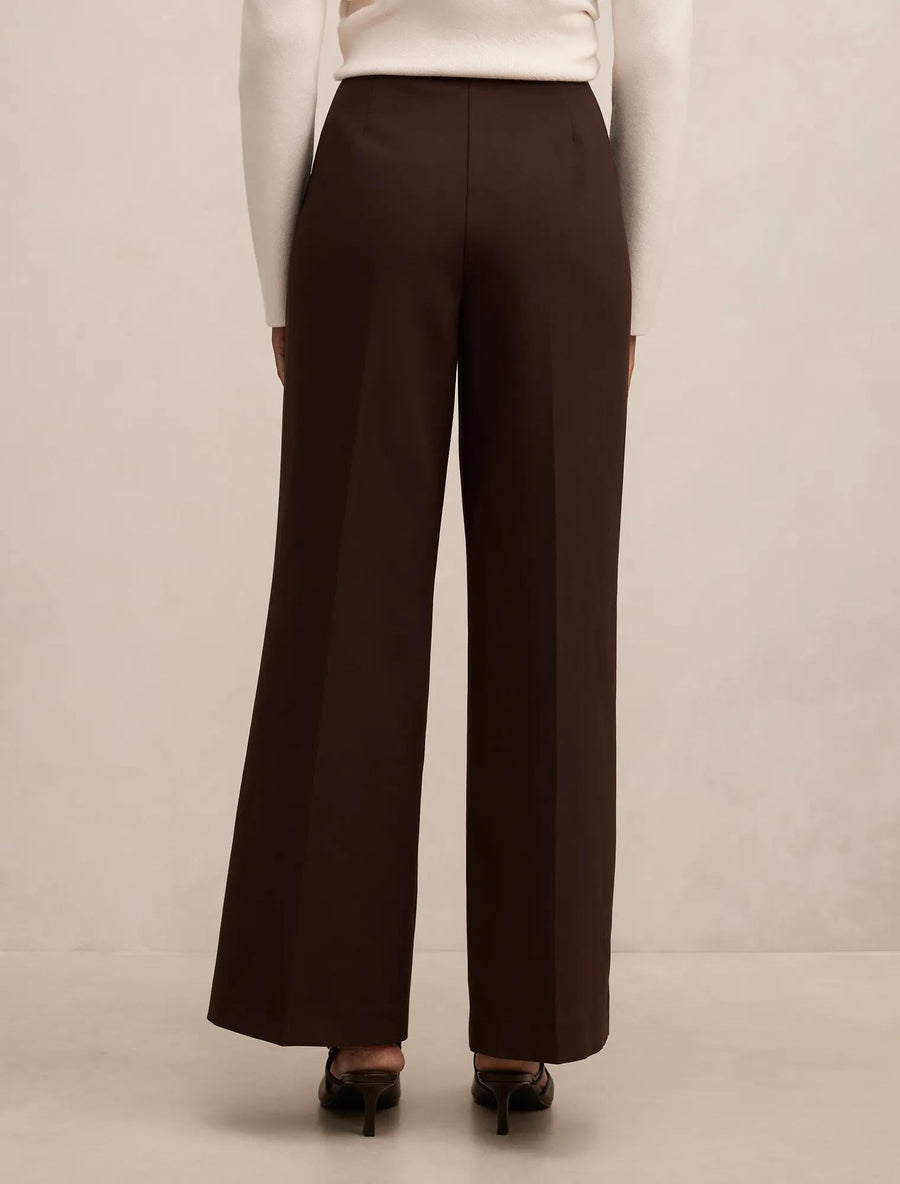 Marissa Petite Geniş Paça Pantolon Çikolata Kahvesi