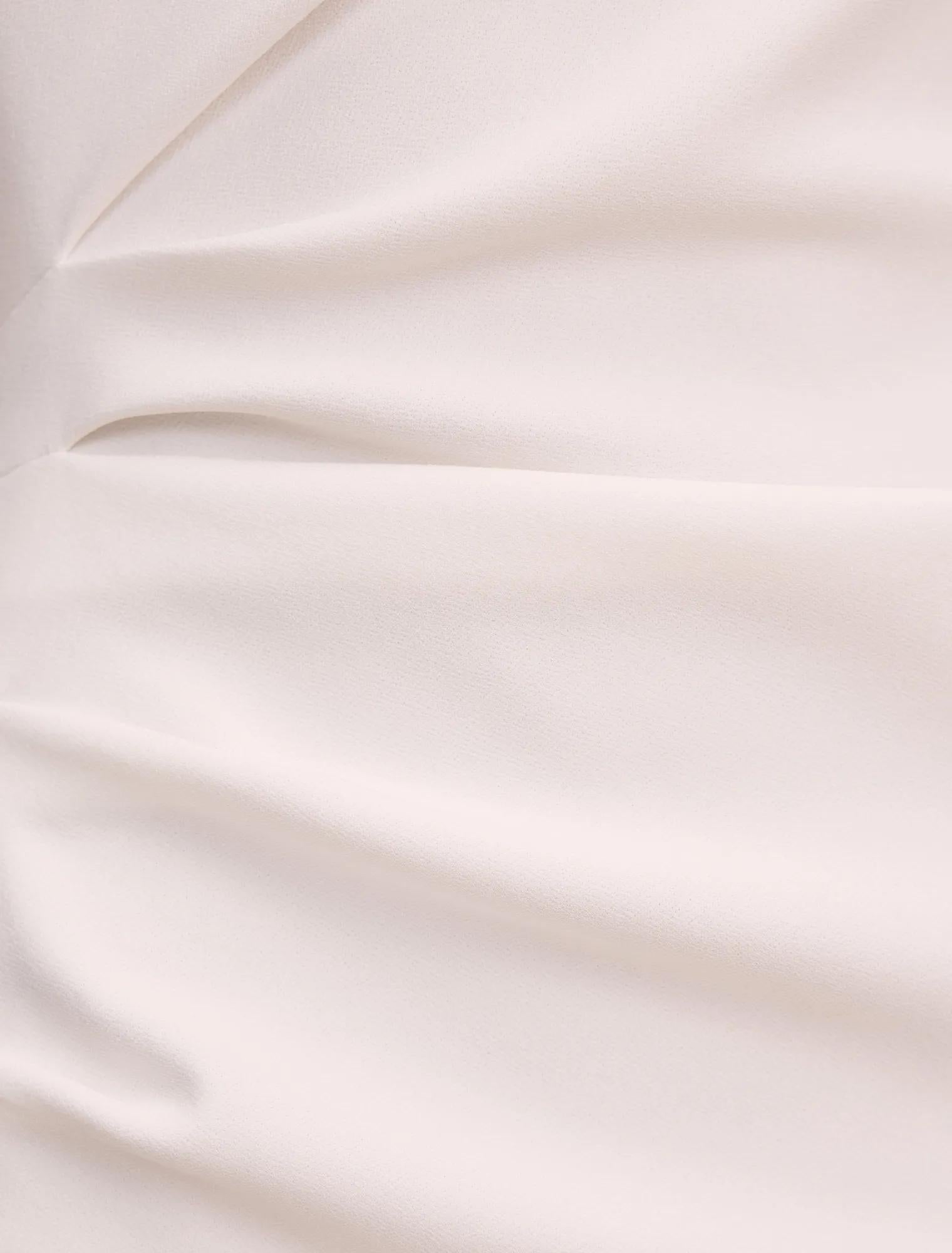 Georgie Boyundan Bağlamalı Büzgülü Bodycon Elbise Kırık Beyaz