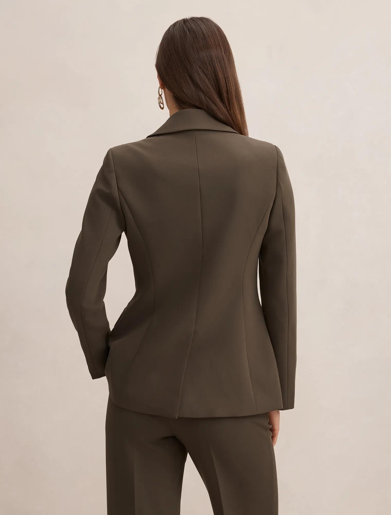 Victoria Tek Düğmeli Blazer Ceket Zeytin Yeşili