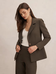 Victoria Tek Düğmeli Blazer Ceket Zeytin Yeşili
