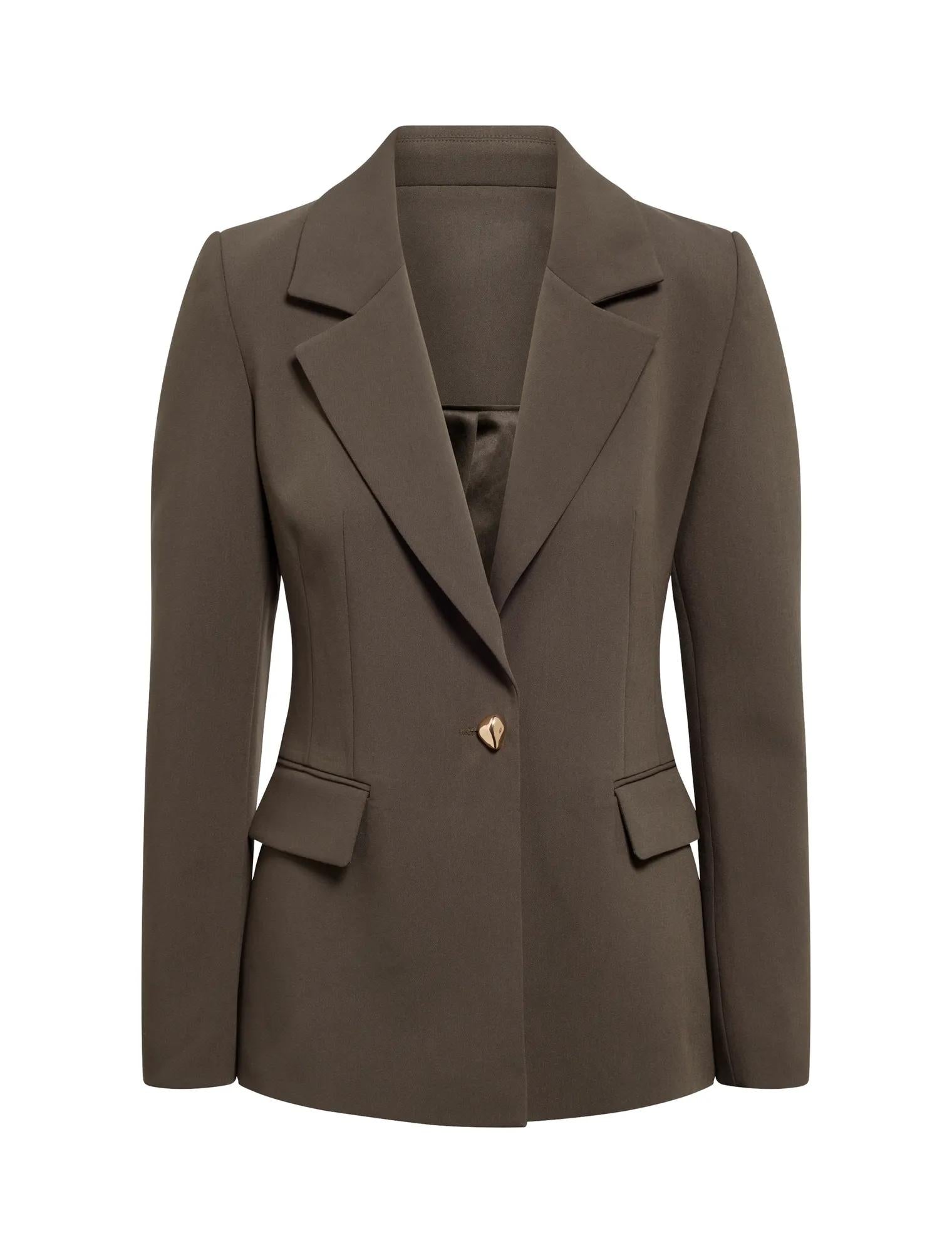 Victoria Tek Düğmeli Blazer Ceket Zeytin Yeşili