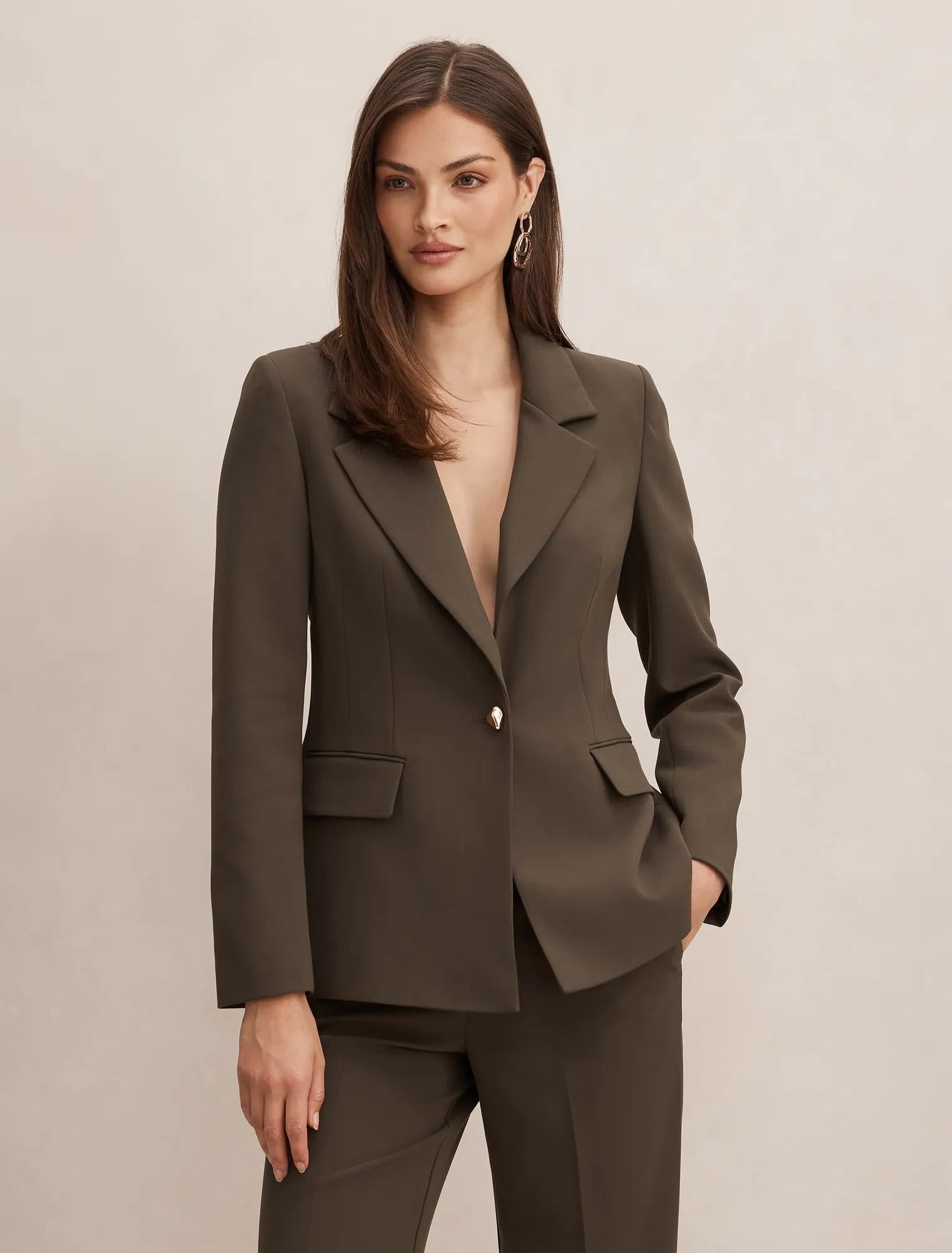 Victoria Tek Düğmeli Blazer Ceket Zeytin Yeşili