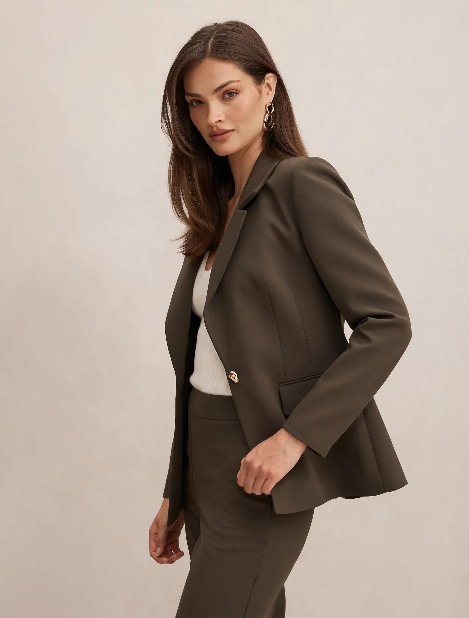 Victoria Tek Düğmeli Blazer Ceket Zeytin Yeşili