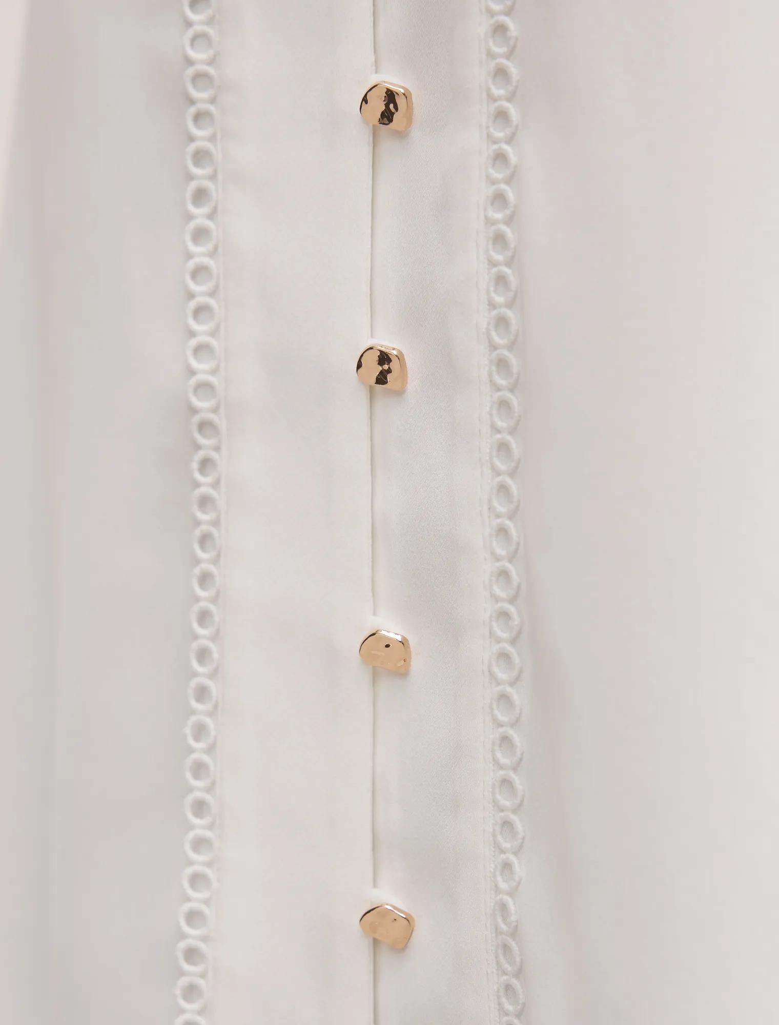 Jennie Kenar Detaylı Detail Bluz Kırık Beyaz