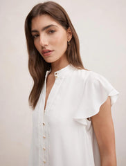 Jennie Kenar Detaylı Detail Bluz Kırık Beyaz