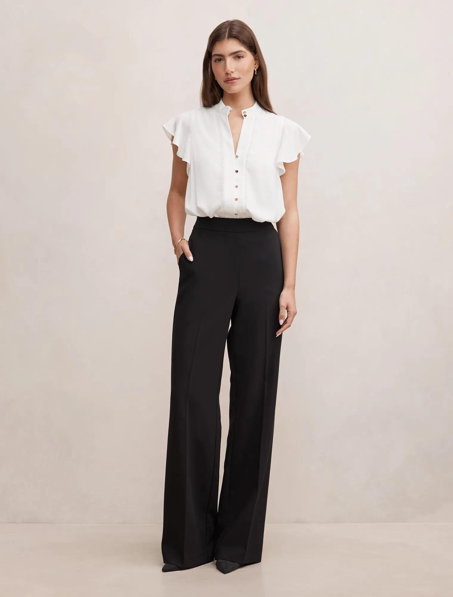 Jennie Kenar Detaylı Detail Bluz Kırık Beyaz