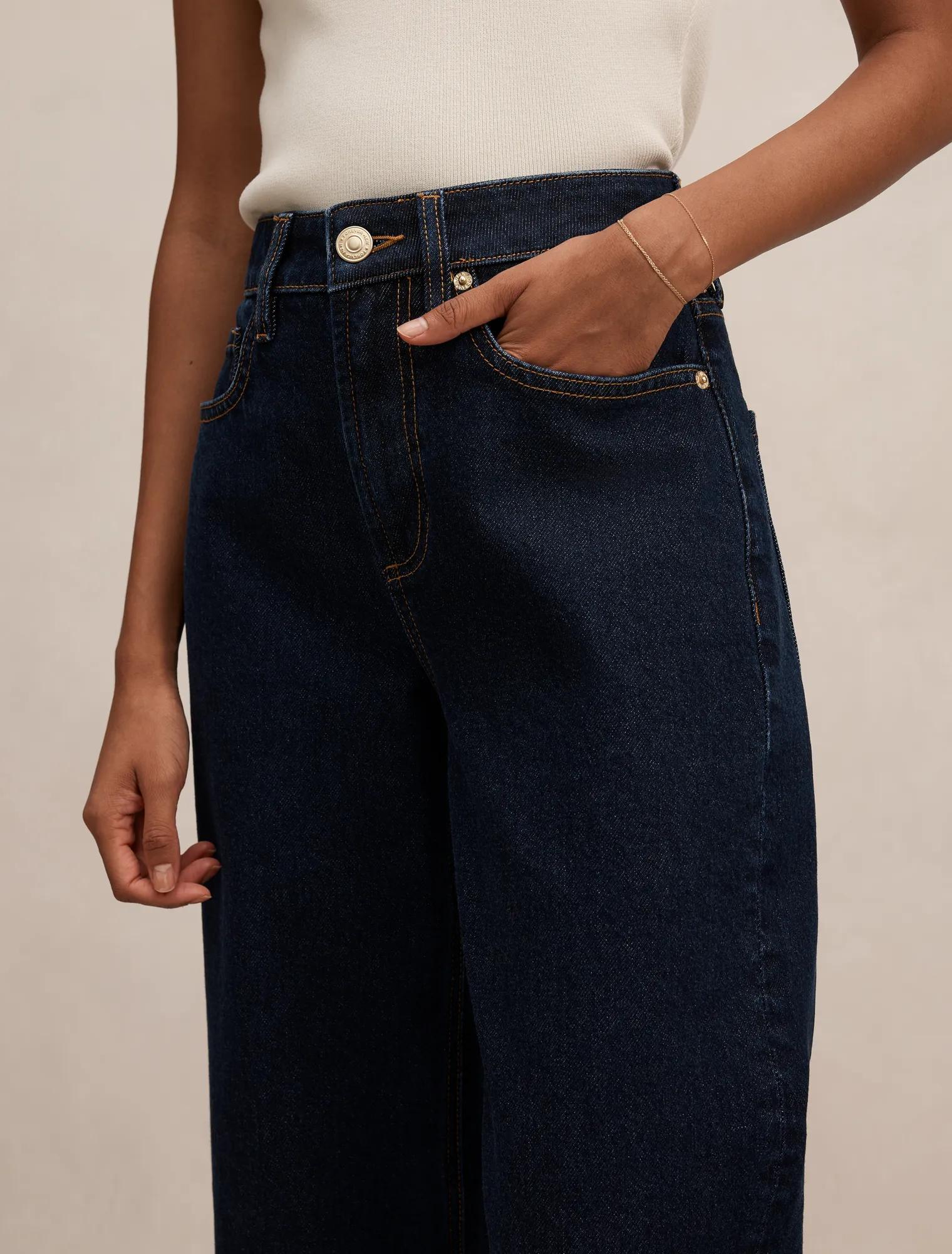 Nicki Petite Orta Bel Düz Paça Jean Koyu İndigo