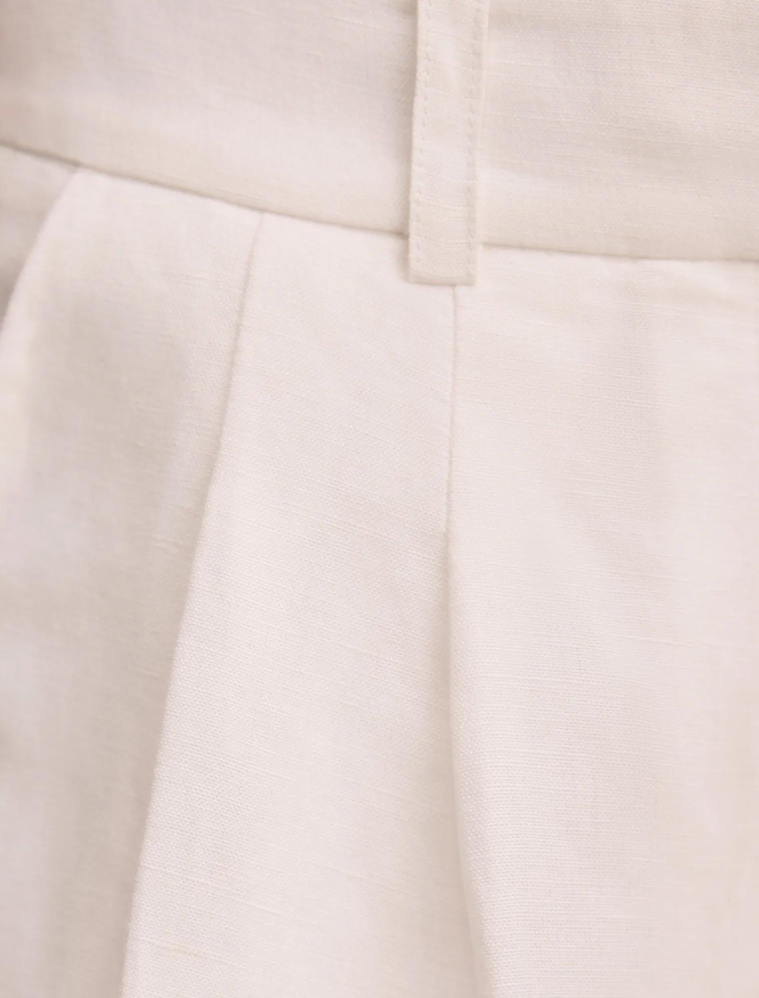 Eva Keten Karışımlı Geniş Paça Pantolon Kırık Beyaz