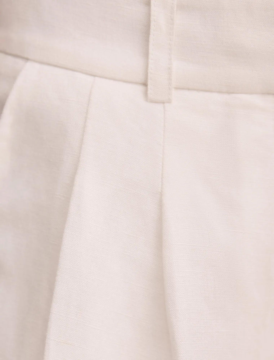 Eva Keten Karışımlı Geniş Paça Pantolon Kırık Beyaz