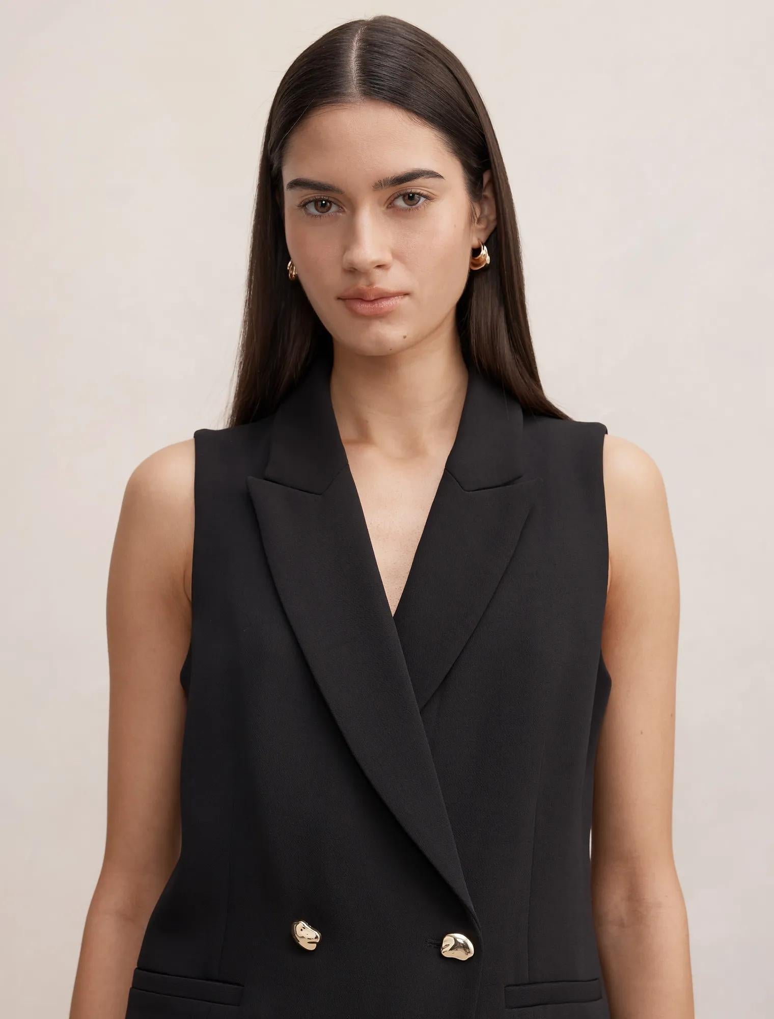 Dani DB Sleeveless Blazer Ceket Siyah