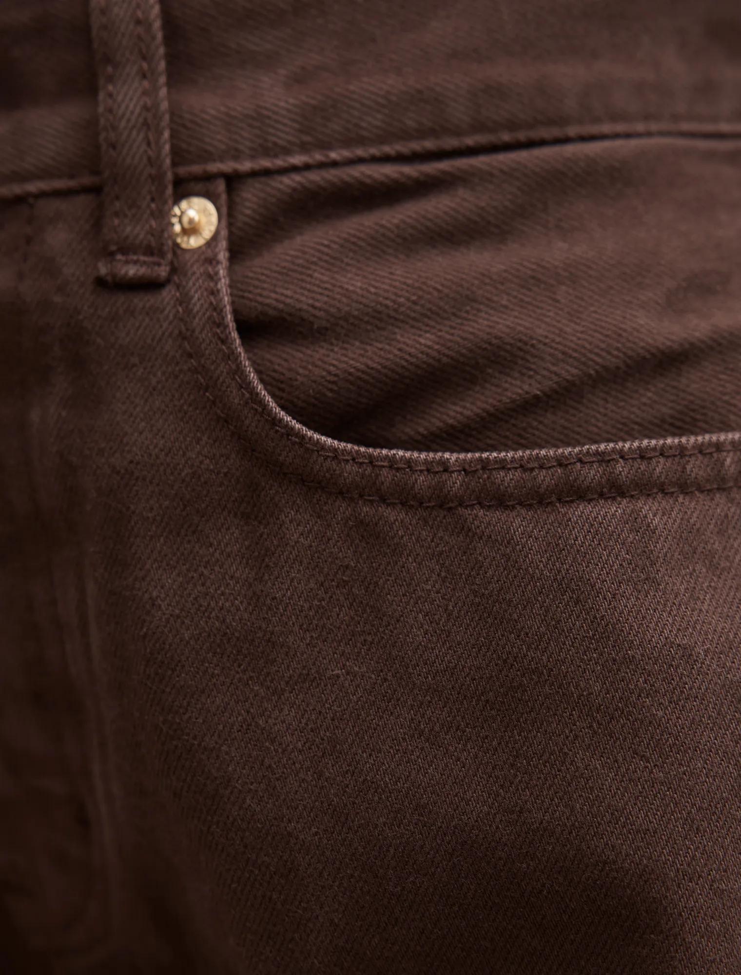 Gia Petite High Rise Geniş Paça Jean Pantolon Çikolata Kahvesi