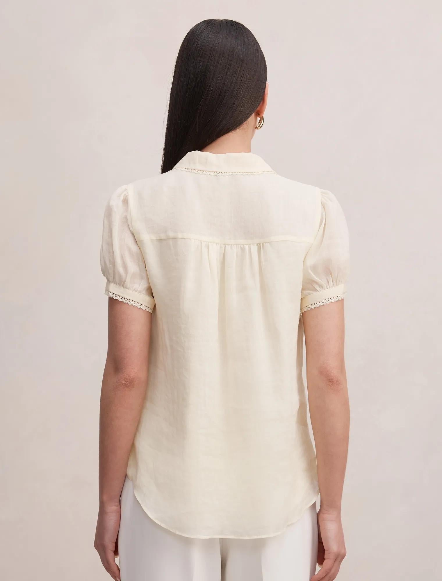 Posie Dantel Detail Bluz Limon Sarısı