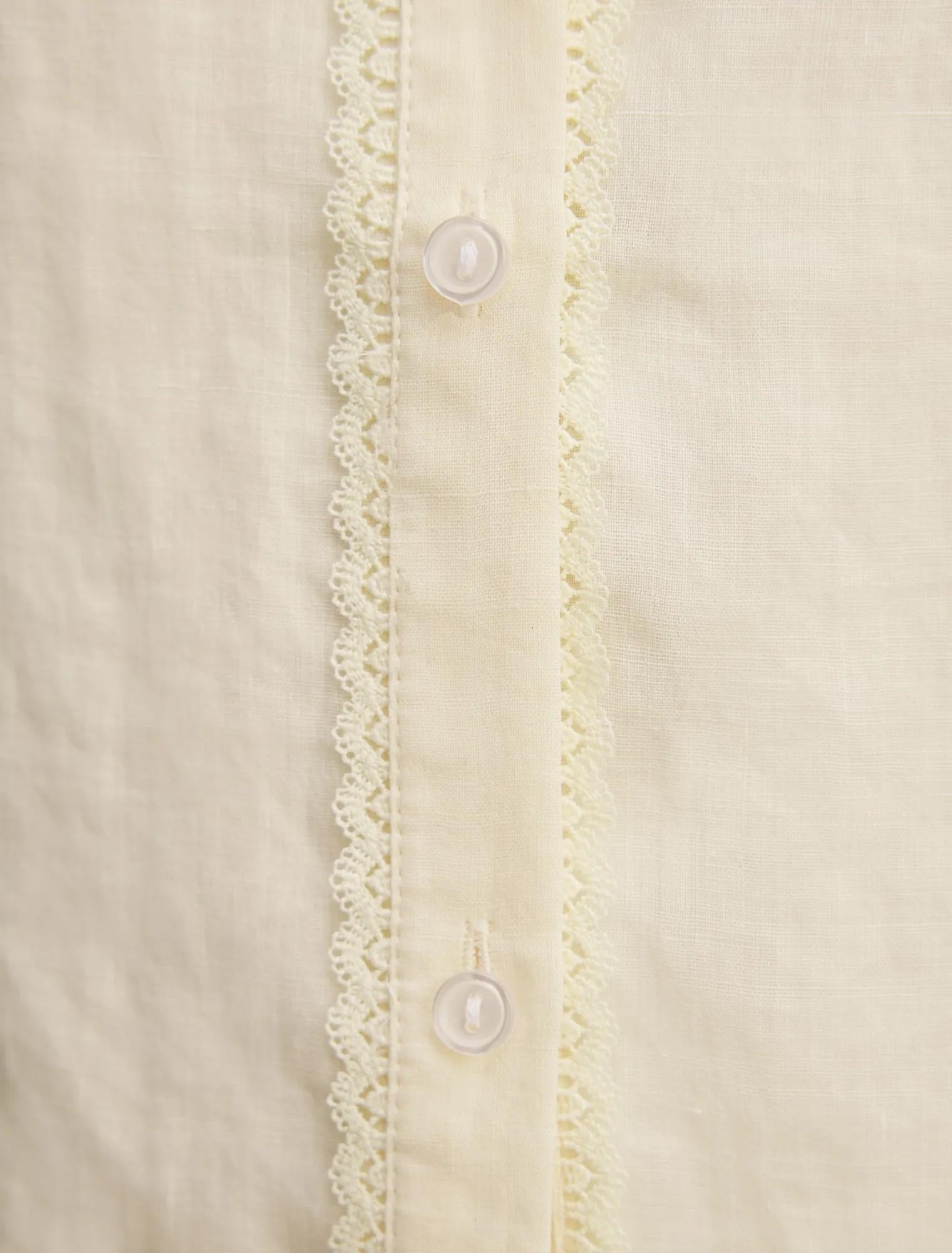 Posie Dantel Detail Bluz Limon Sarısı