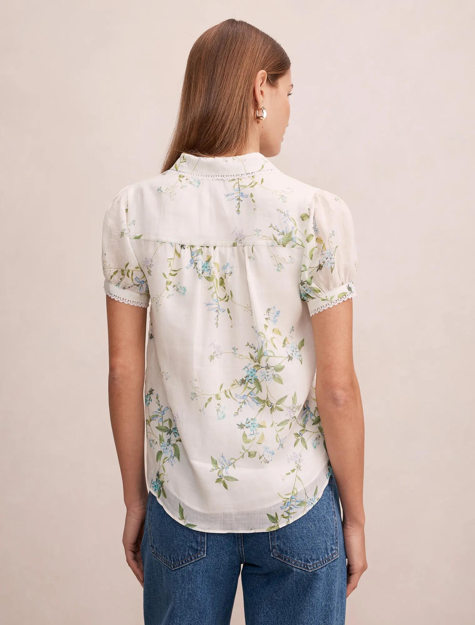 Posie Dantel Detail Bluz Açık Glade Çiçek Desenli