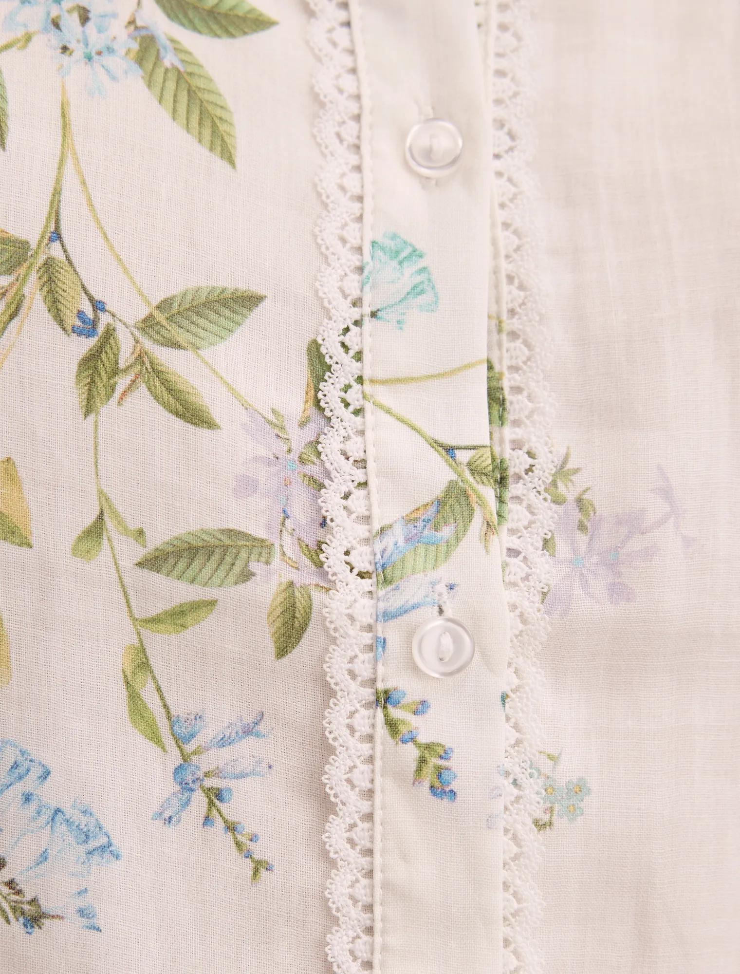 Posie Dantel Detail Bluz Açık Glade Çiçek Desenli