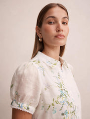 Posie Dantel Detail Bluz Açık Glade Çiçek Desenli