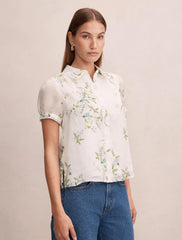 Posie Dantel Detail Bluz Açık Glade Çiçek Desenli