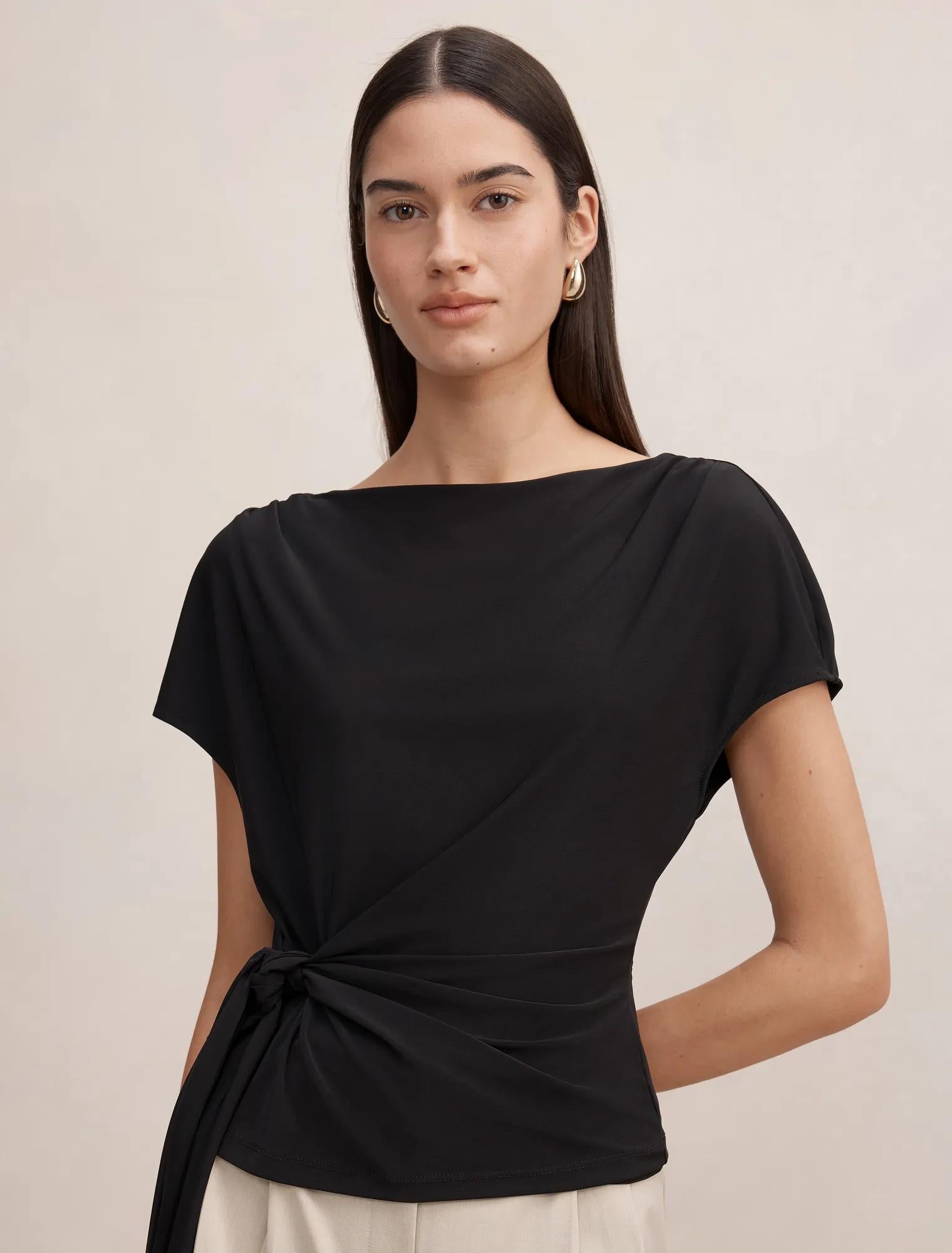Celine Bağlama Detaylı Bluz Siyah