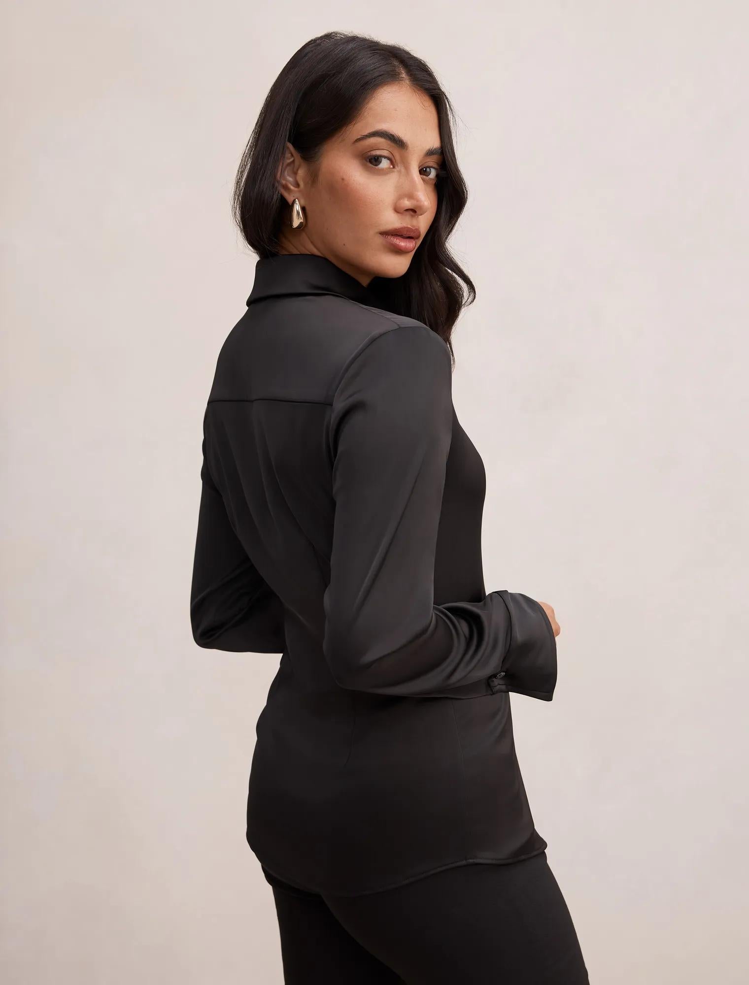 Gigi Fitted Cuffed Gömlek Siyah