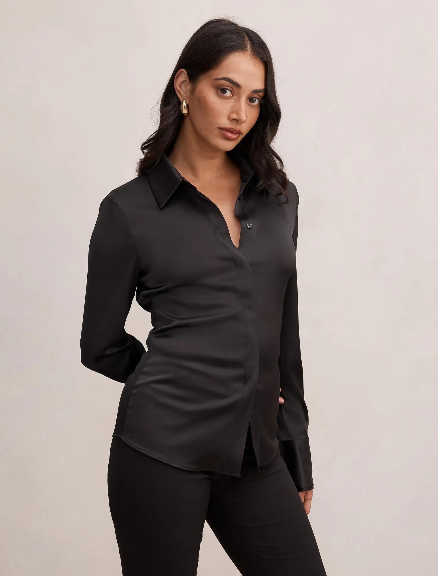 Gigi Fitted Cuffed Gömlek Siyah