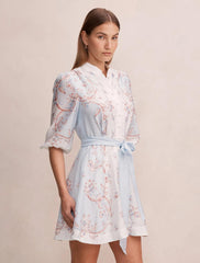 Adi Desenli Mini Elbise Iced Scroll Çiçek Desenli