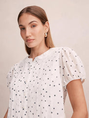 Cece Peplum Bluz Lacivert Findon Puantiyeli