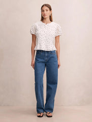Cece Peplum Bluz Lacivert Findon Puantiyeli