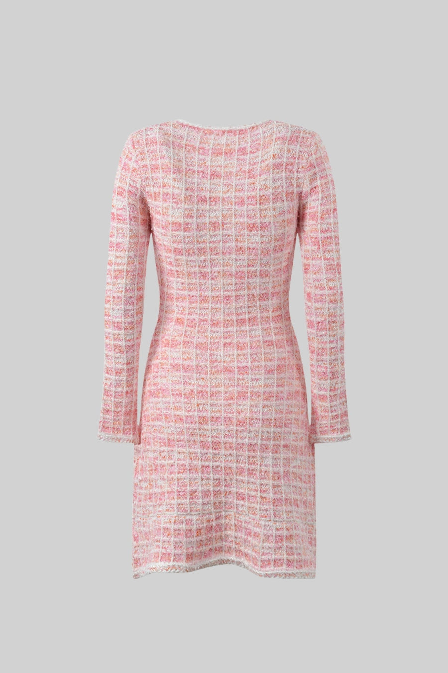 Taşlı Düğmeler Detaylı Tüvit Mini Elbise - Pembe