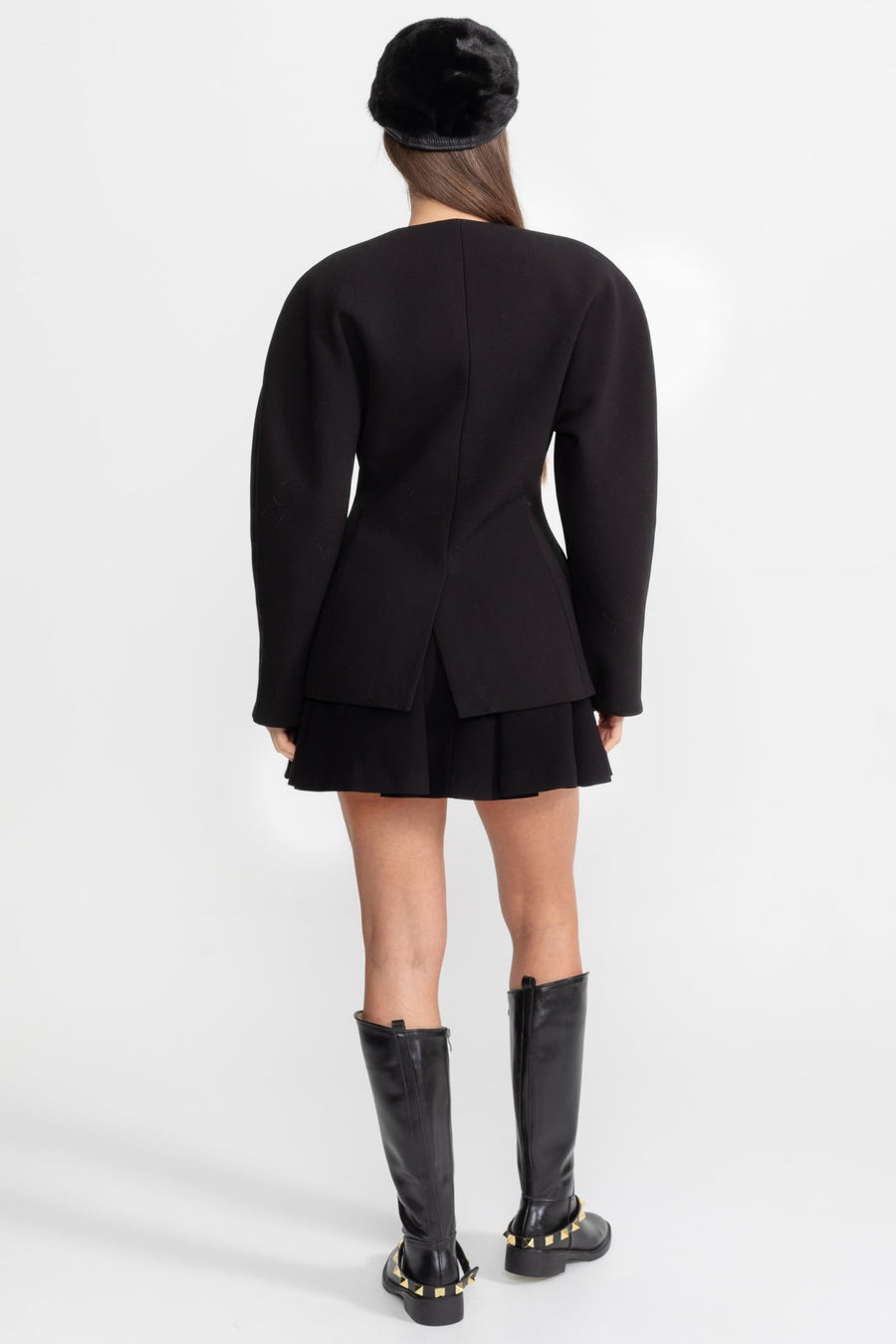 Temiz Collarless Tasarım Detaylı Minimal Terzi İşi Blazer Ceket - Siyah