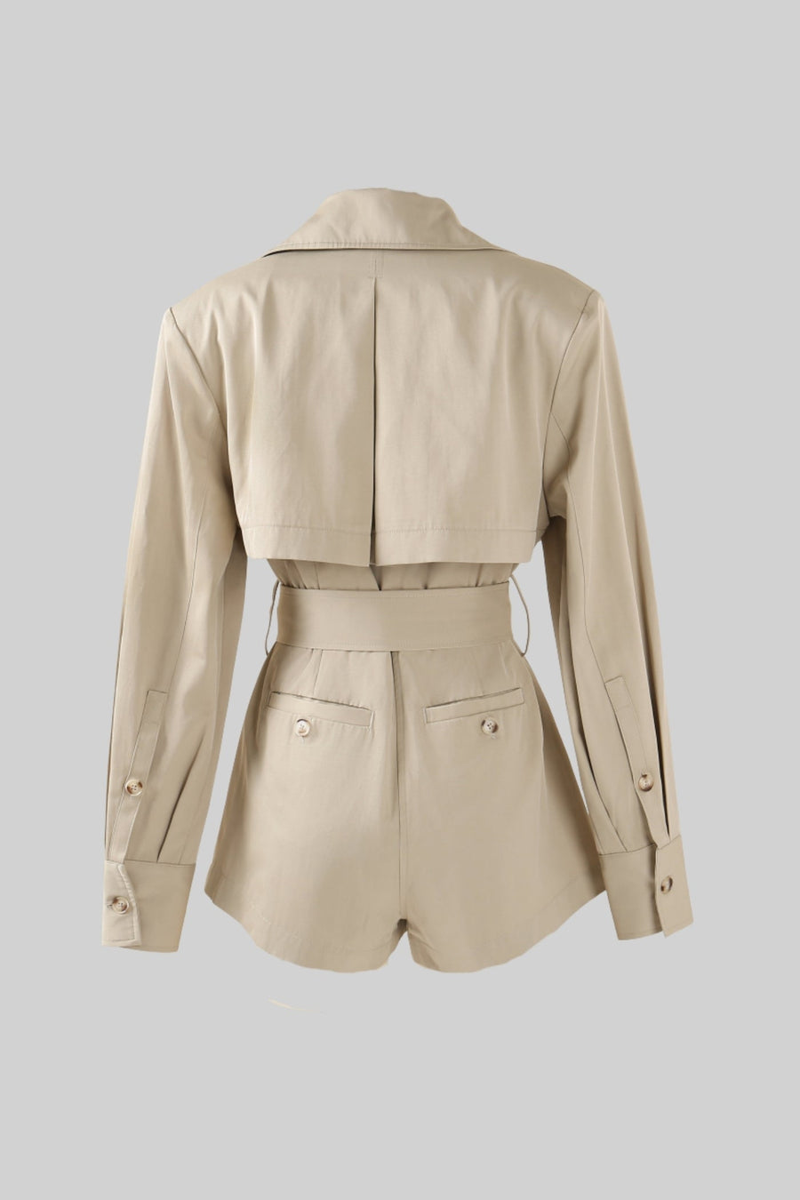 Kemerli Trençkot Jumpsuit - Bej