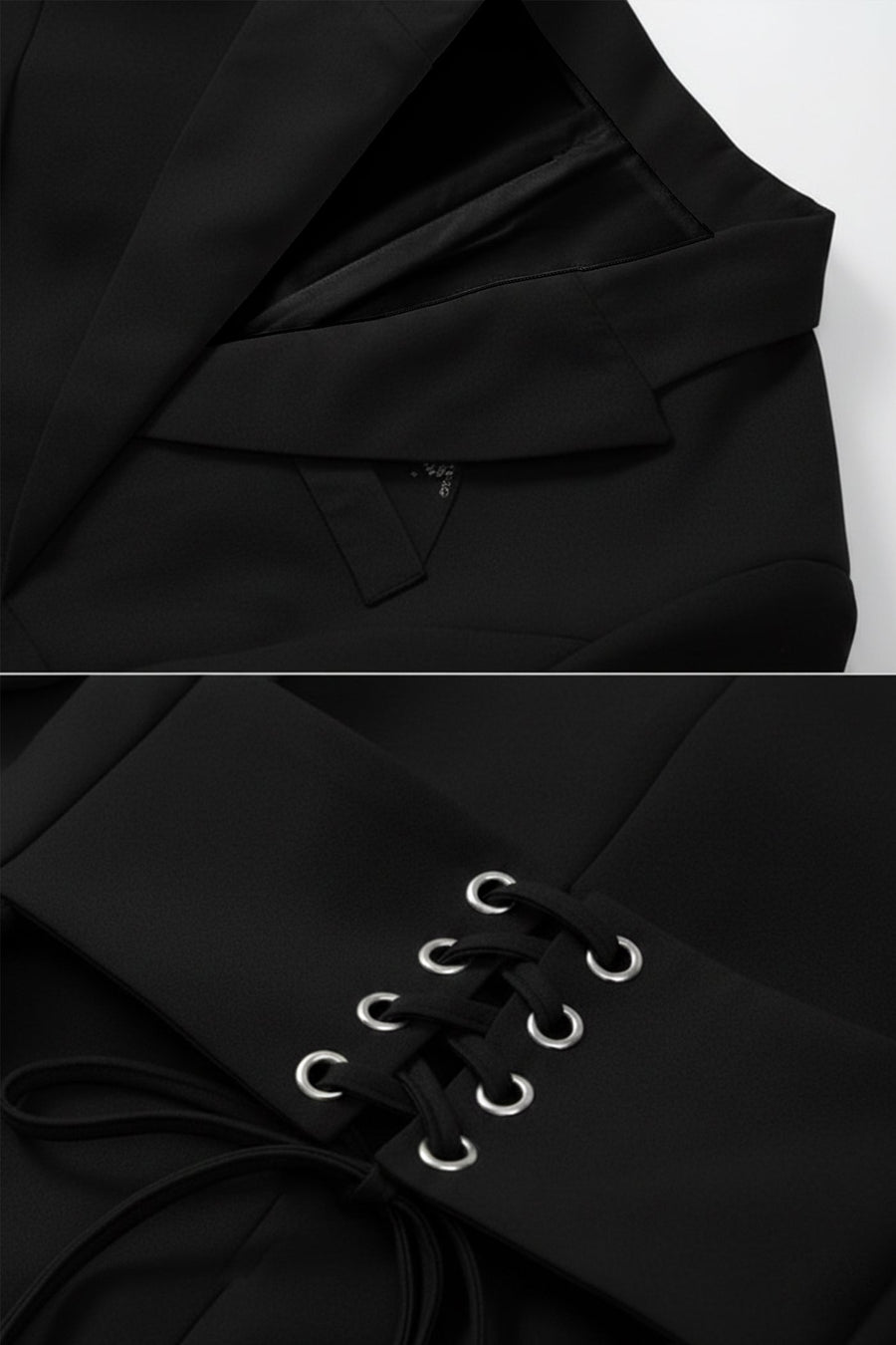 Korse Bel Detaylı Yapılandırılmış Mini Blazer Elbise - Siyah