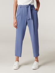 Penny Petite Bağlamalı-Waist Dar Paça Pantolon Ofis Stili Mavi