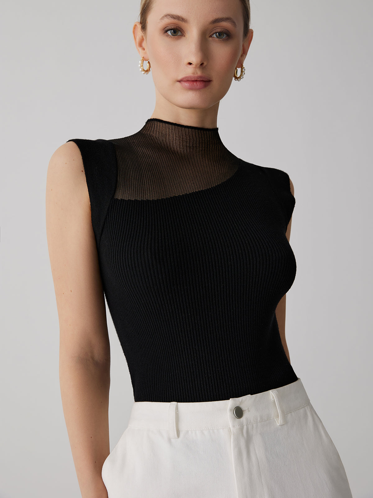 Mesh Patchwork Kolsuz Üst