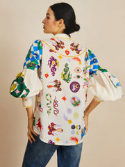 Her Yerde Baskılı Uzun Kollu Gömlek
