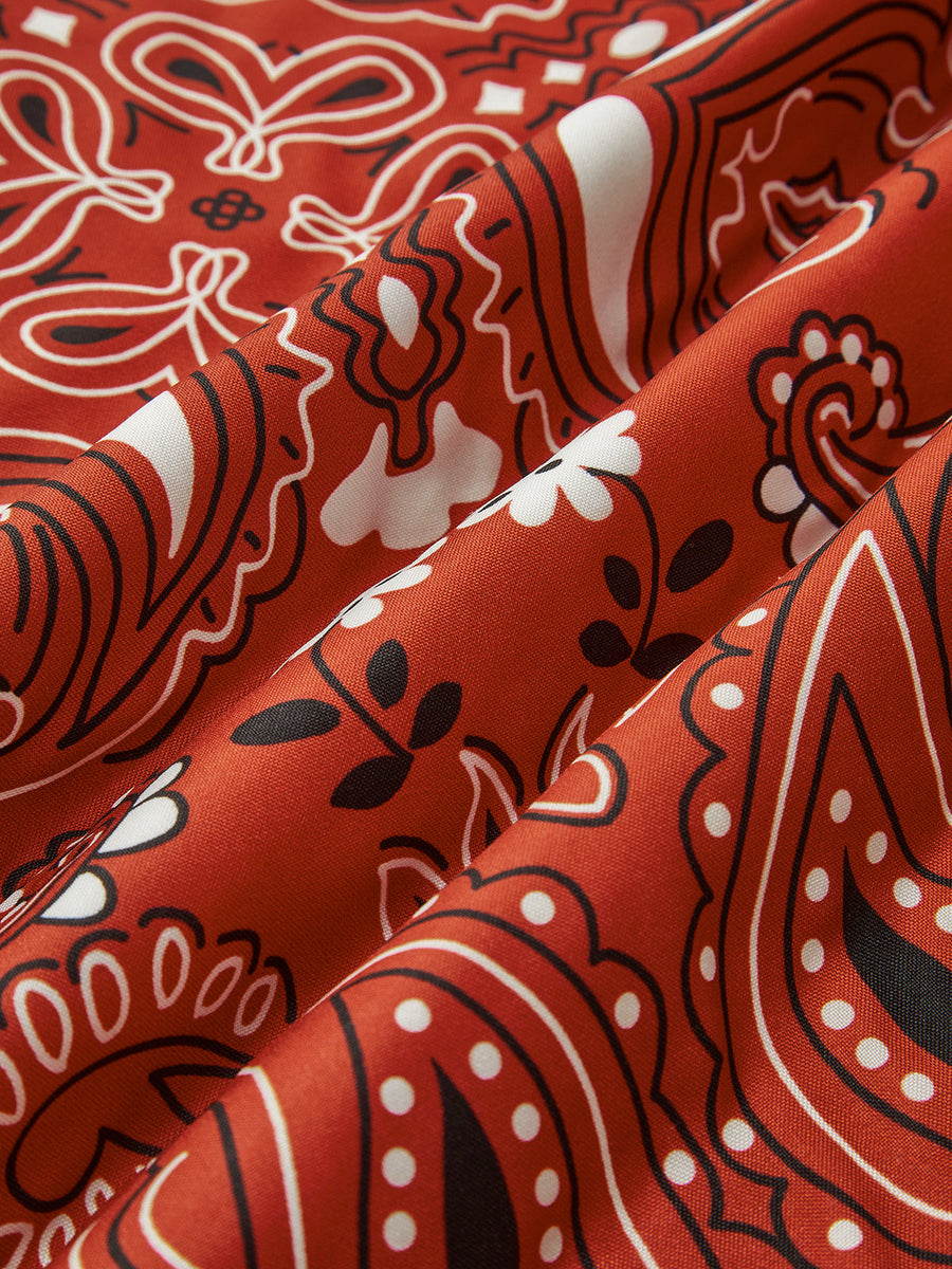Paisley Baskılı Ön Bağcıklı Yelek
