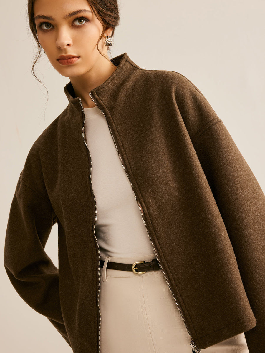 Tweed Çift Fermuarlı Mont