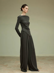 Pileli Drapeli Jersey Pantolon