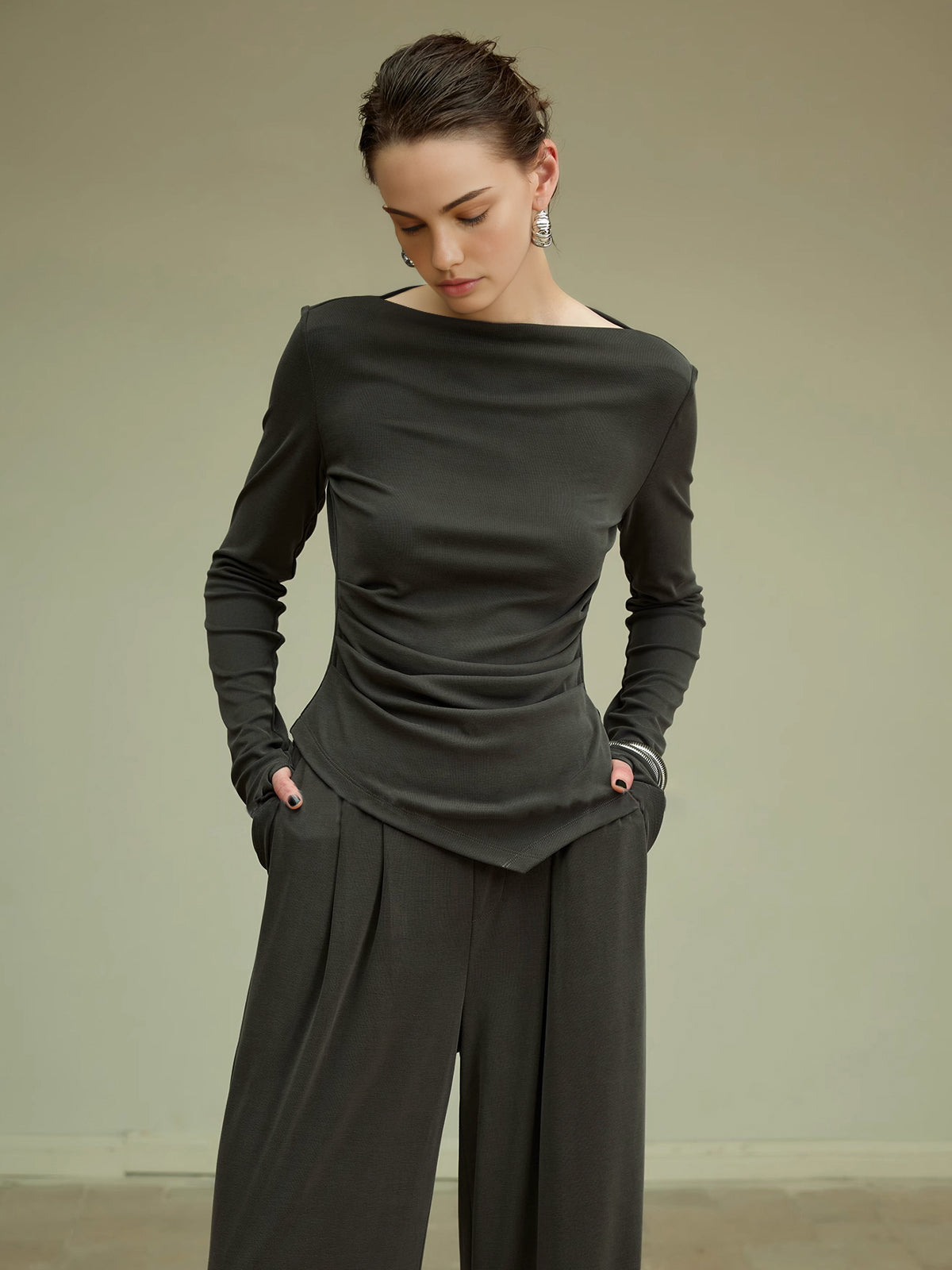 Pileli Drapeli Jersey Pantolon